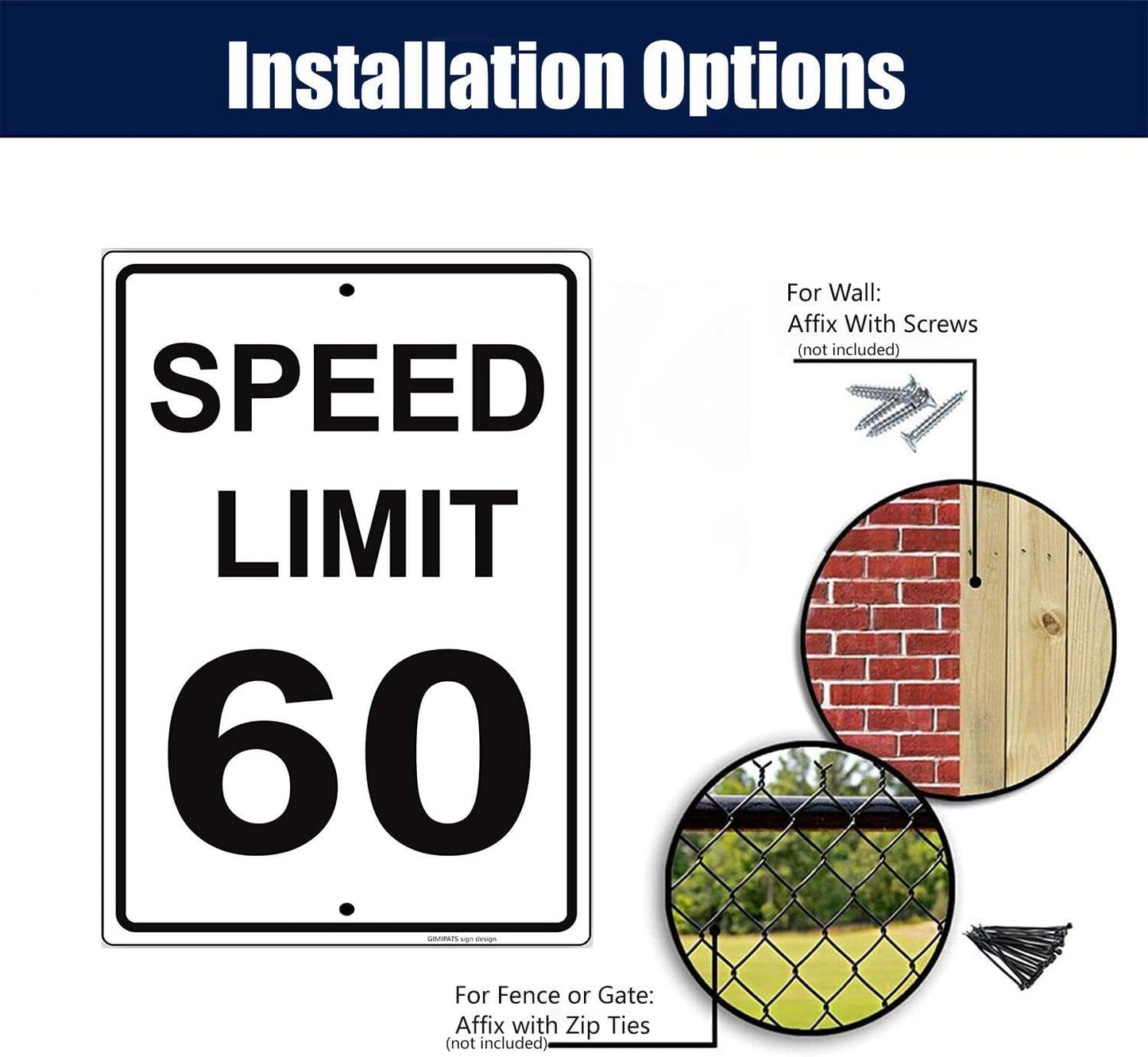 Señal tráfico aluminio 12x8 pulg texto vintage speed limit 60