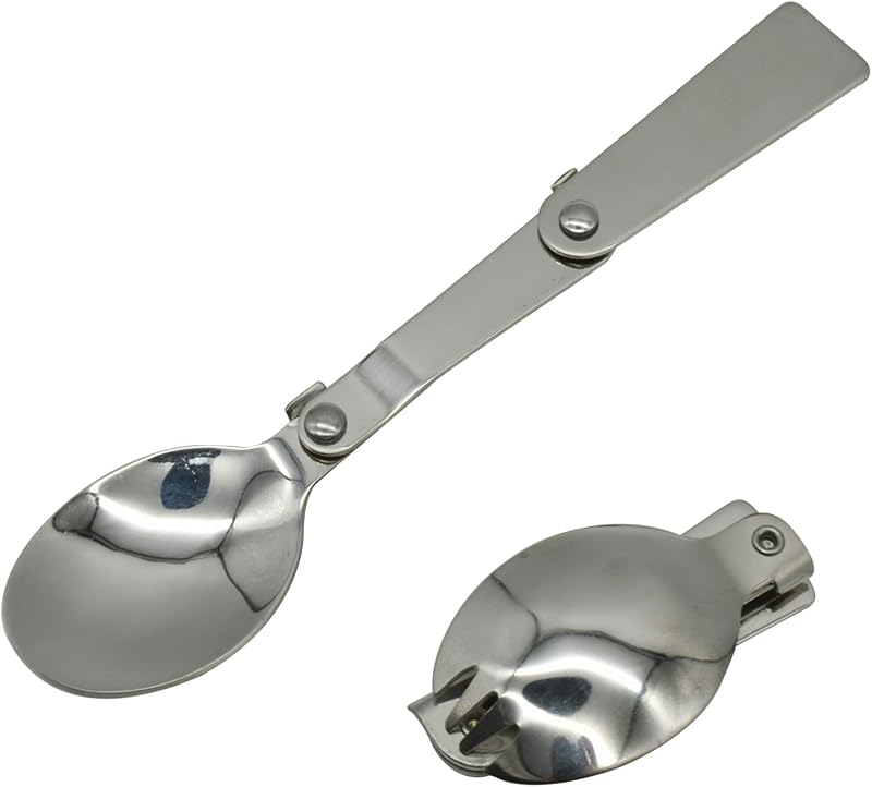 Cuchara y tenedor acero inox 18/10 plegable para ensalada camping