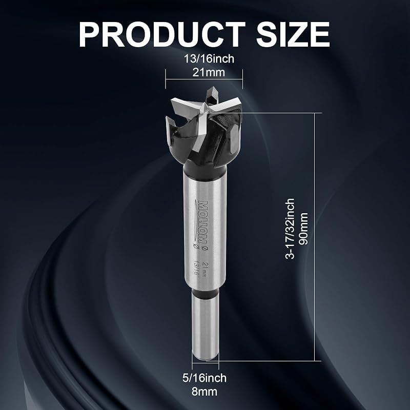Set brocas Forstner 21mm carburo YG8 para madera y plástico