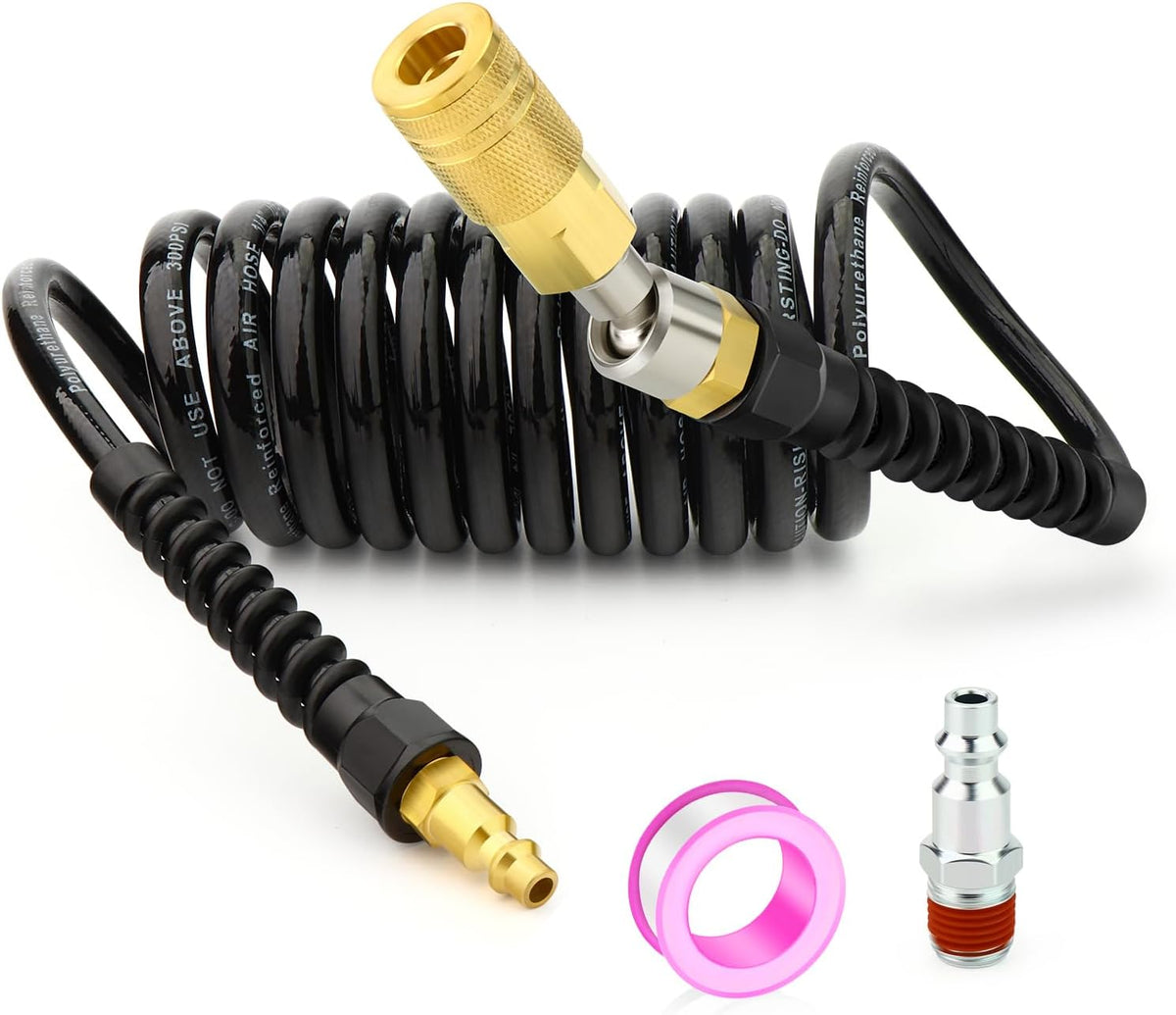 Manguera aire 1/4x10ft reforzada con restrictor y acoplador 360°
