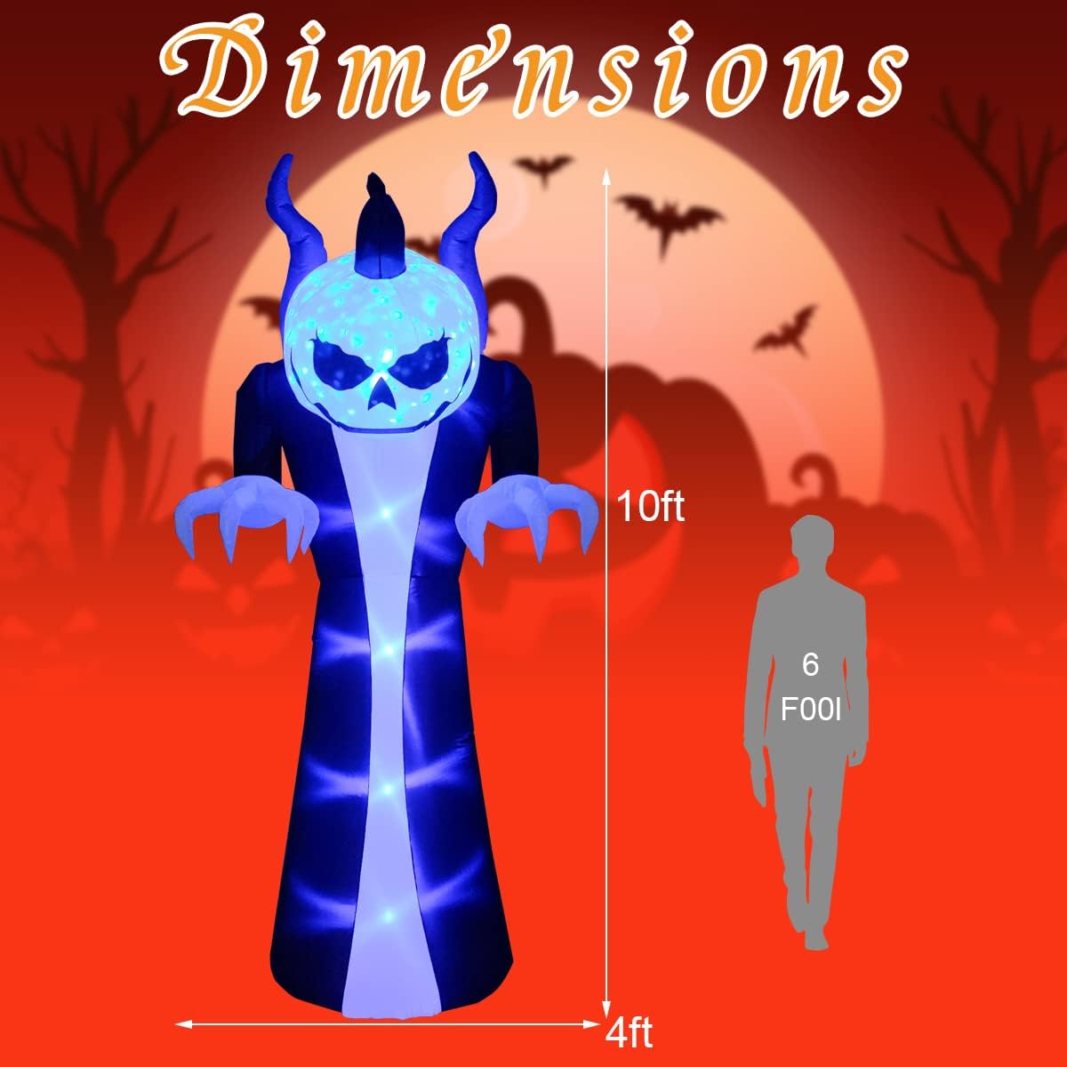 Inflables Halloween con luz LED 10ft bolsas arena estacas