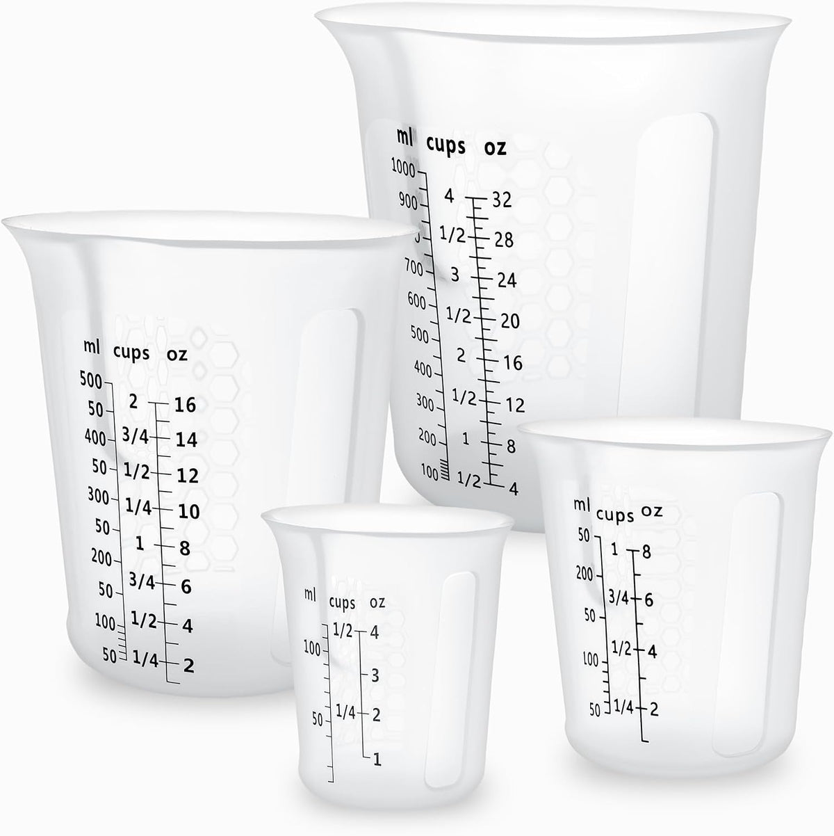 Set 4 Tazas Medidoras Silicón Reutilizables 4.2oz