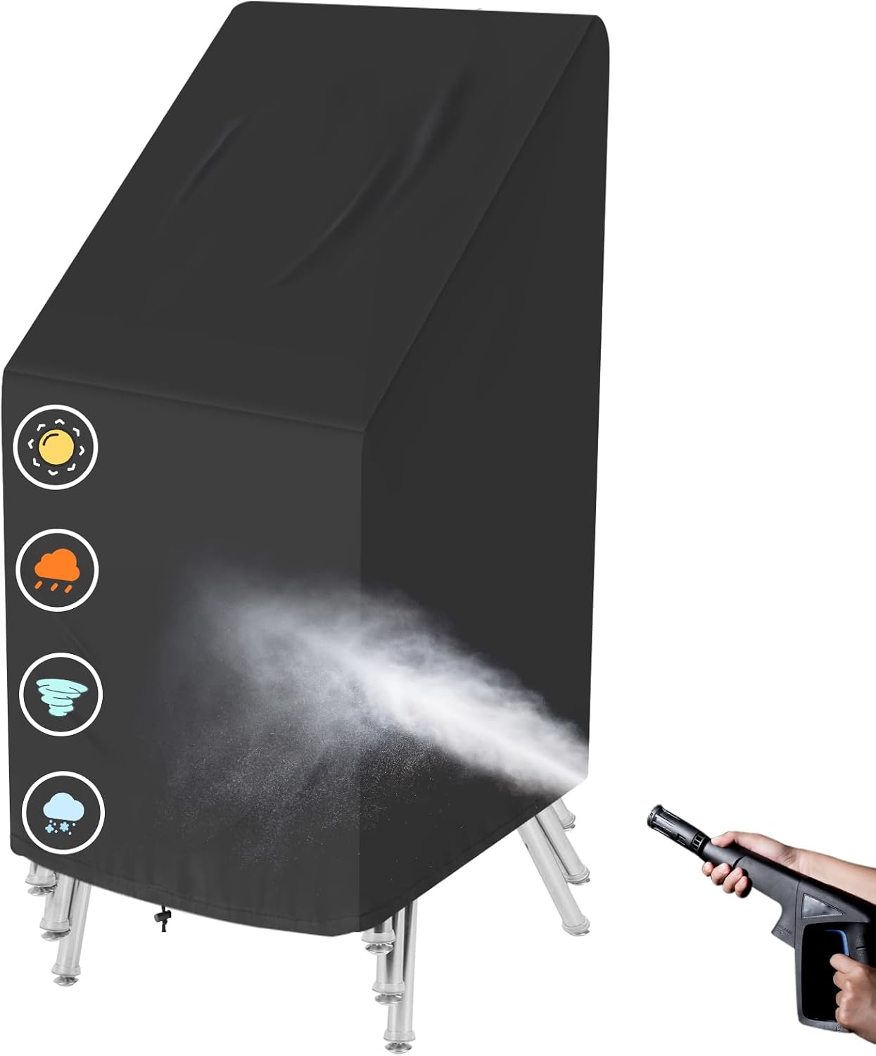 Funda silla apilable exterior impermeable 25x25x47" negro