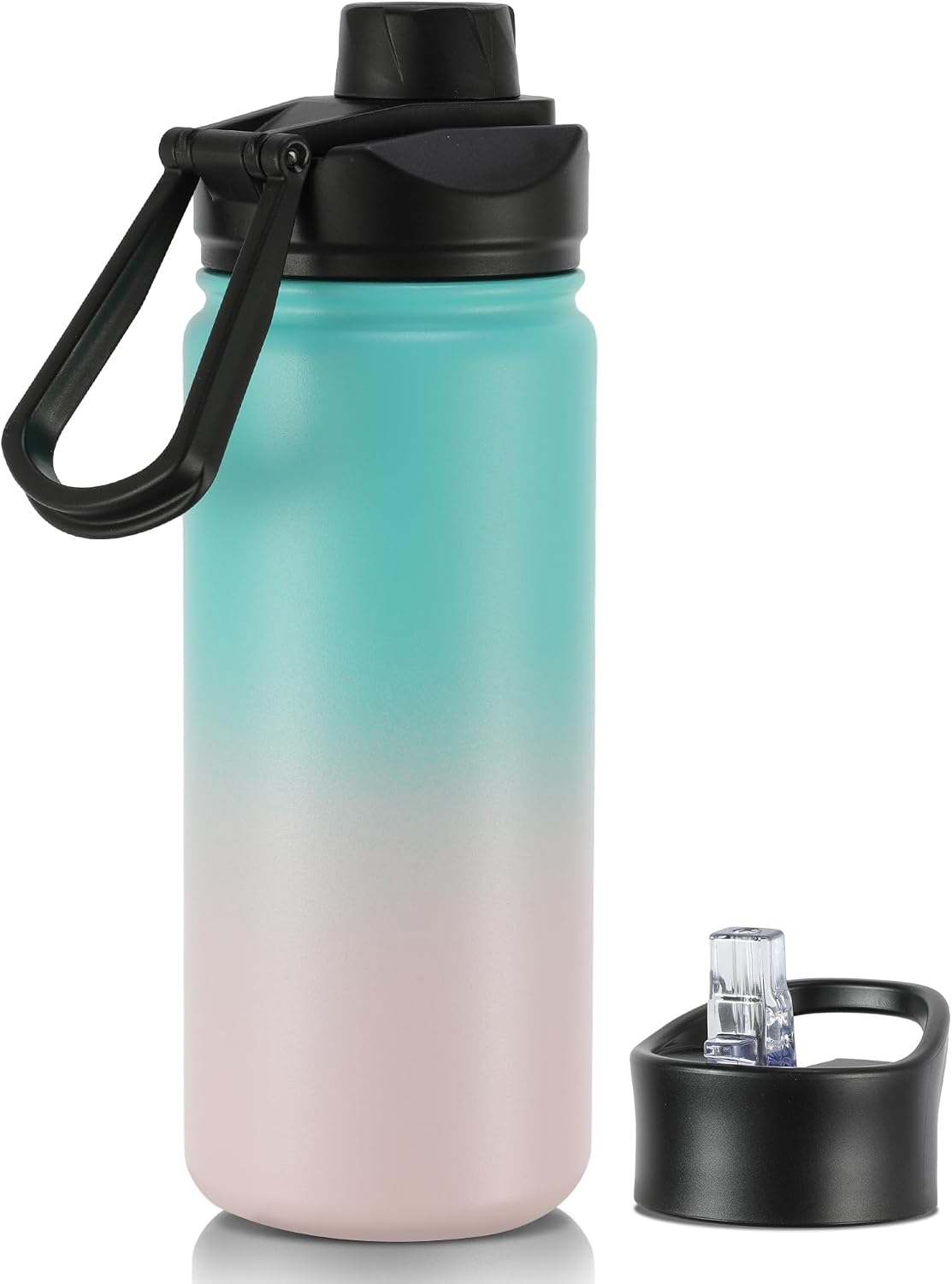 Botella agua acero inox doble pared 16oz con popote