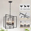 Candelabro negro 5 luces colgante rústico geométrico