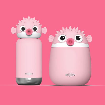 Juego Cuencos Acero Inox para Alimentos y Botella Aislada Pez Globo