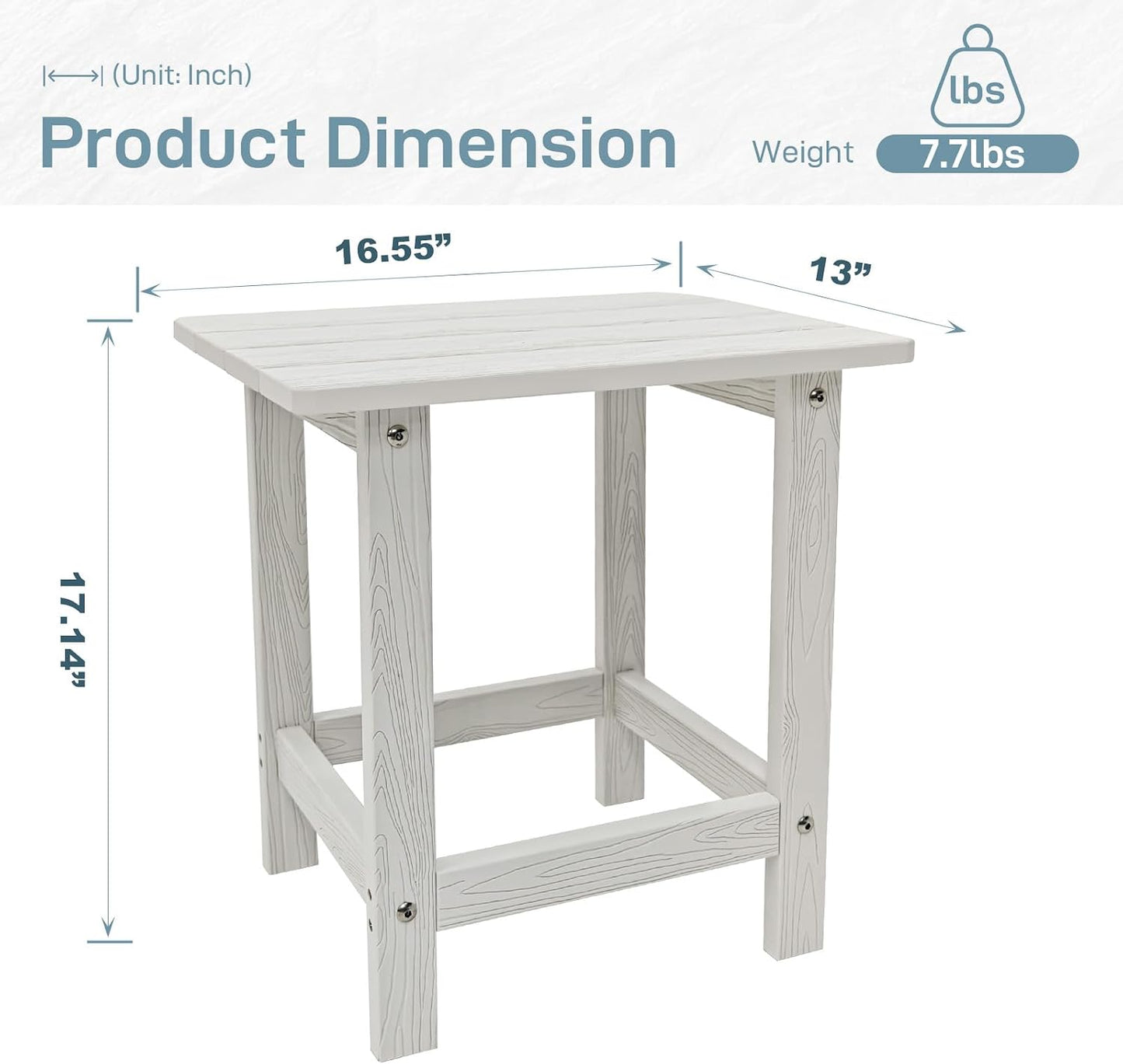 Mesa auxiliar Adirondack uso exterior e interior color