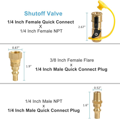 Adaptador conexión rápida propano RV 1/4 kit válvula cierre