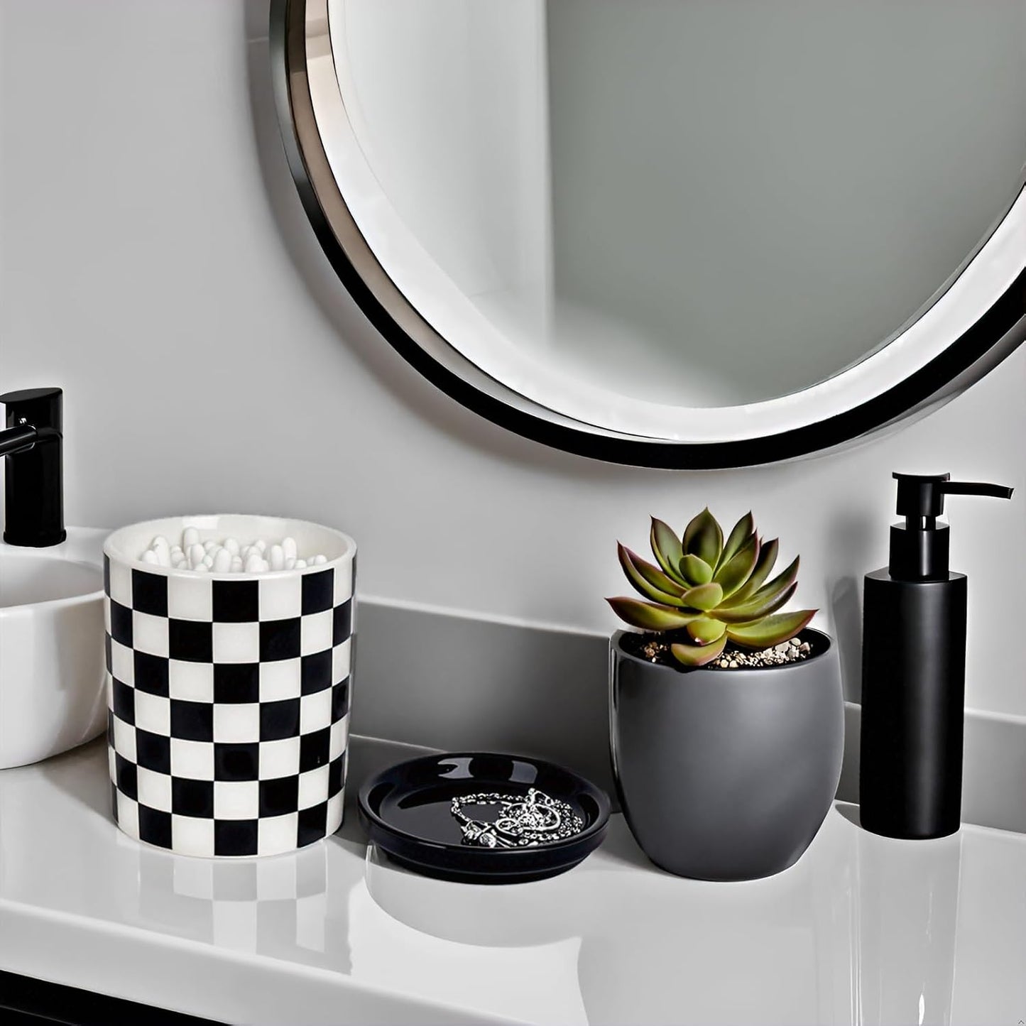 Soporte Q-tip con tapa contenedor algodón baño