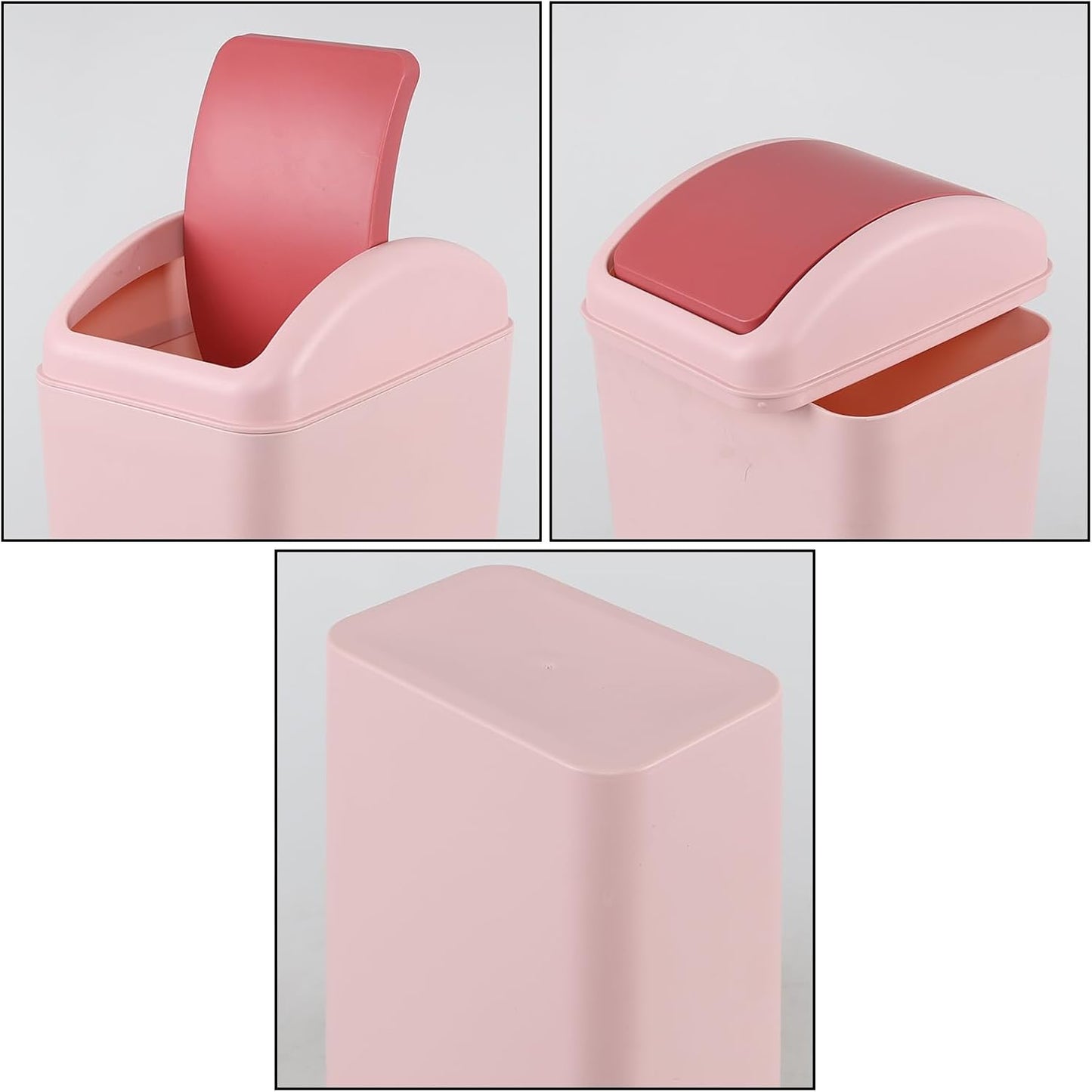 Cubo basura plástico 3.5gal tapa giratoria color rosa