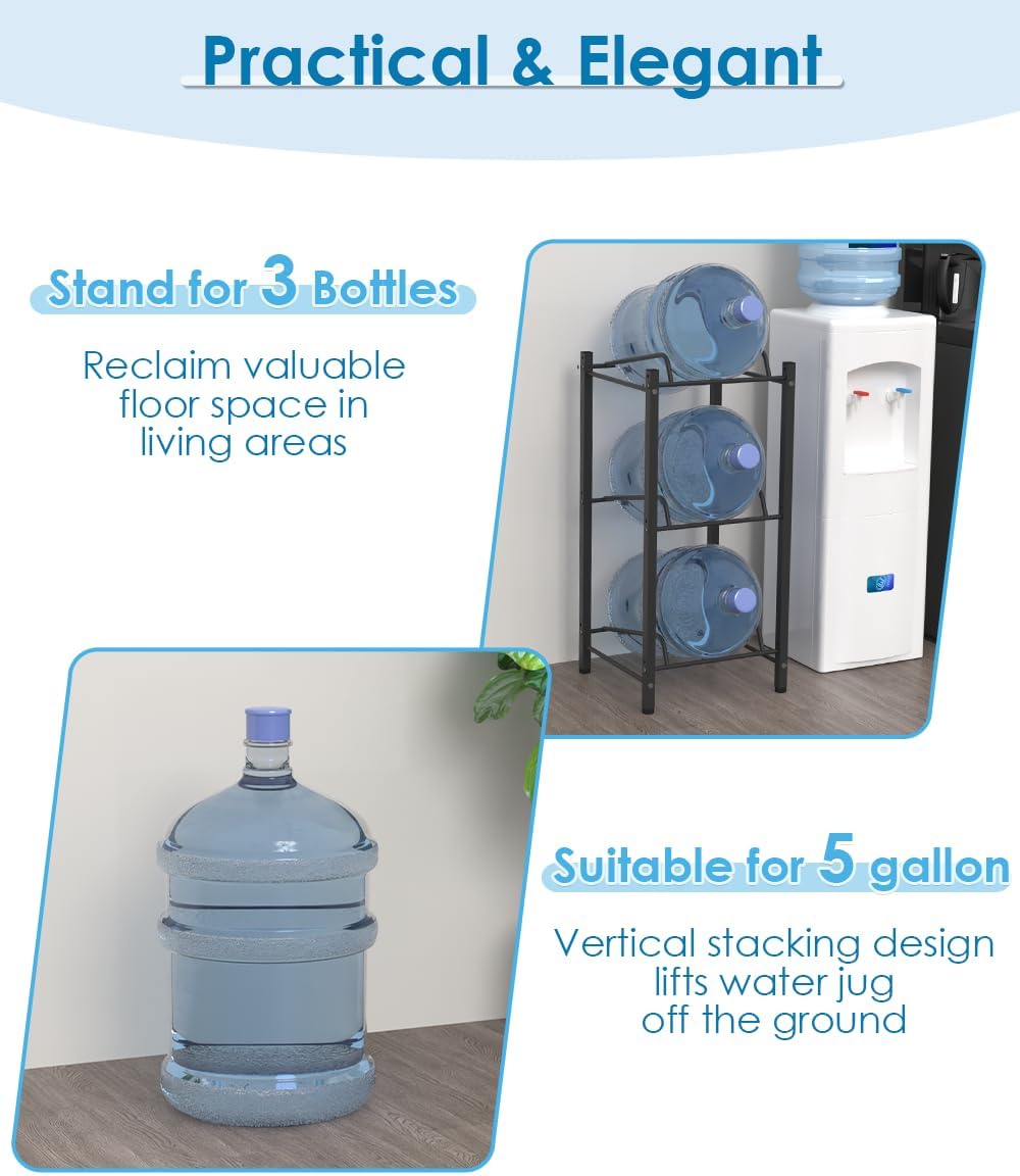 Soporte jarra agua 5gal 3 niveles negro resistente