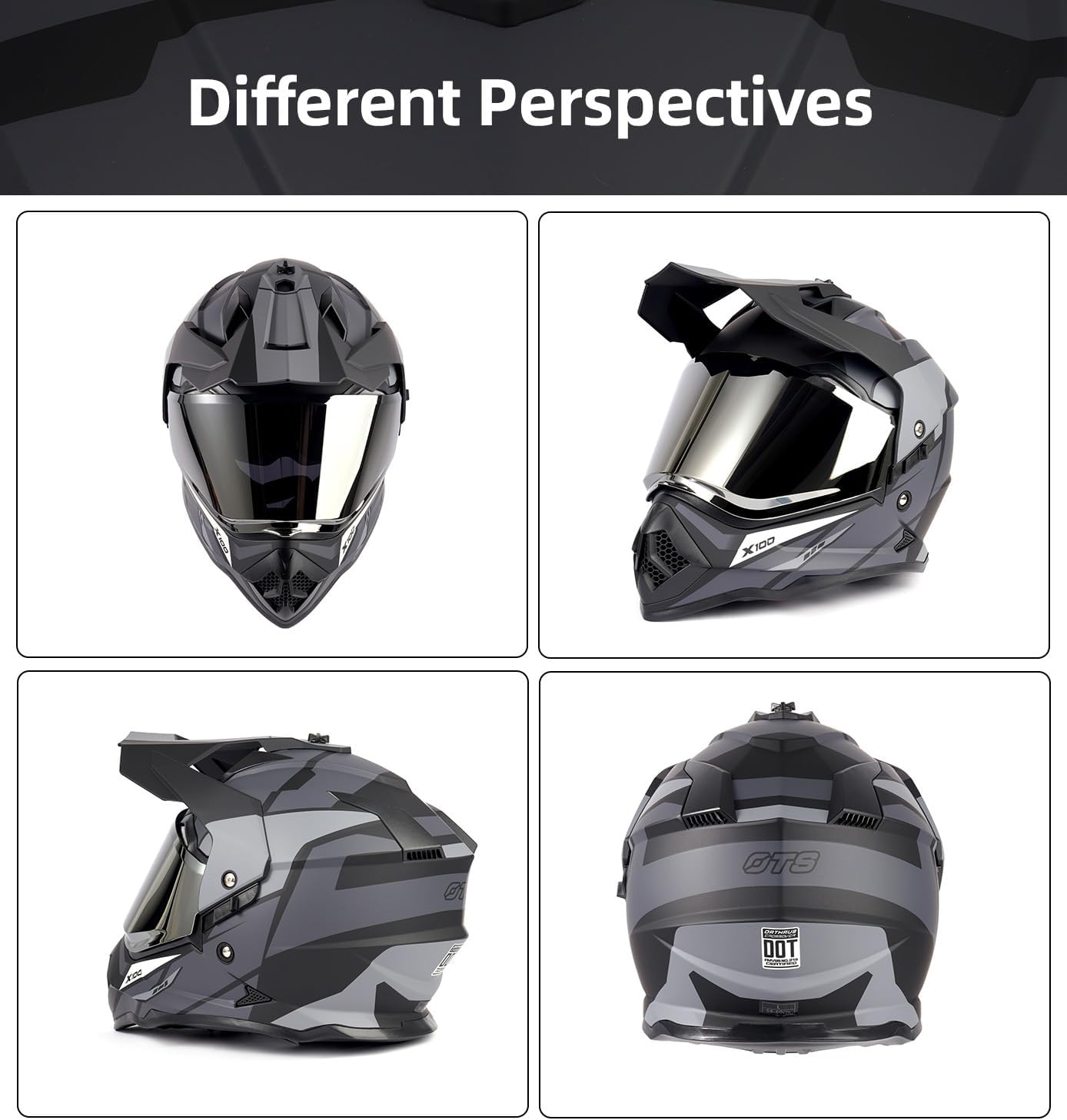 Casco motocicleta Dual Sport Adventure con visera doble