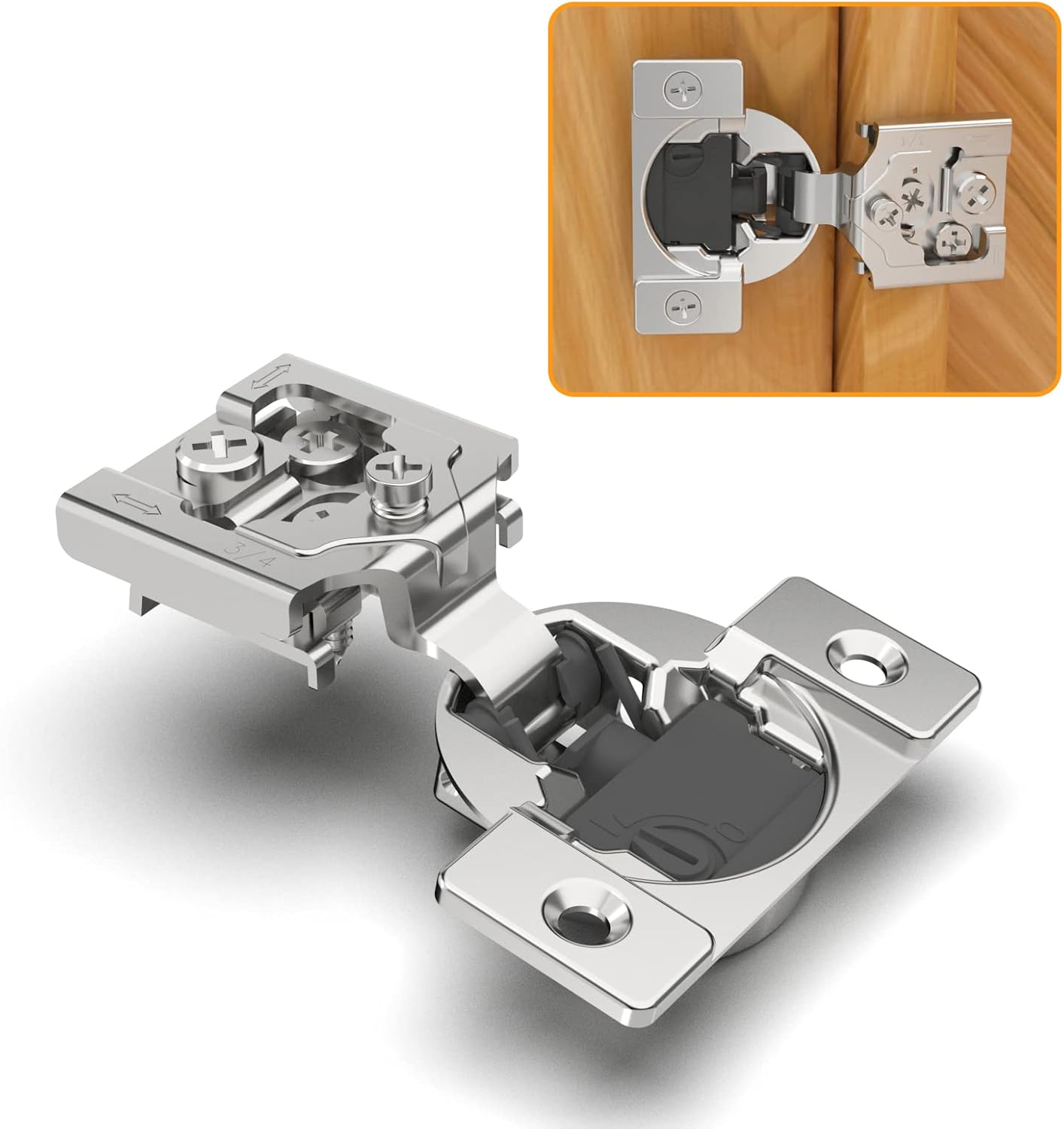 Set 30 bisagras 3/4" cierre suave 4D ajustable níquel