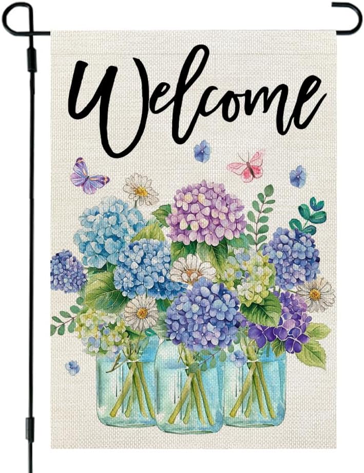 Bandera primavera jardín 12x18pulg arpillera decoración patio