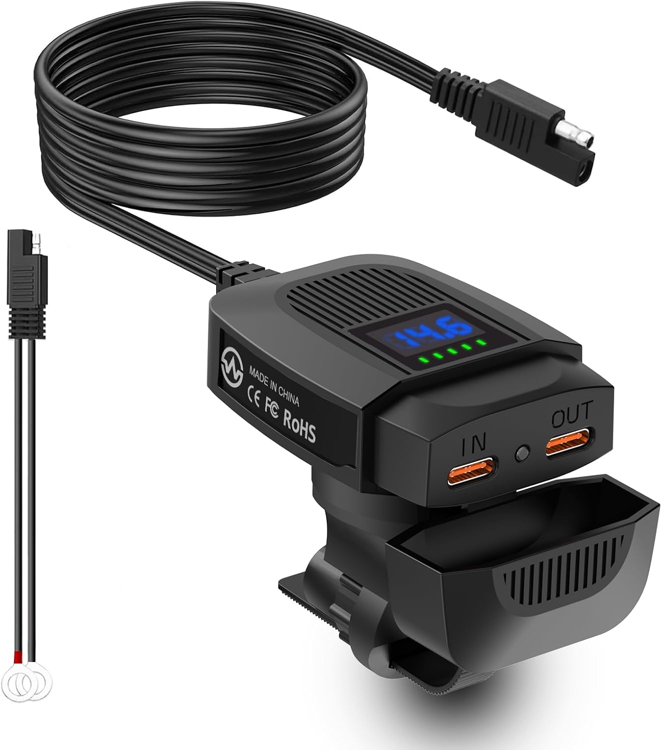 Cargador USB C motocicleta 30W carga inversa 12V