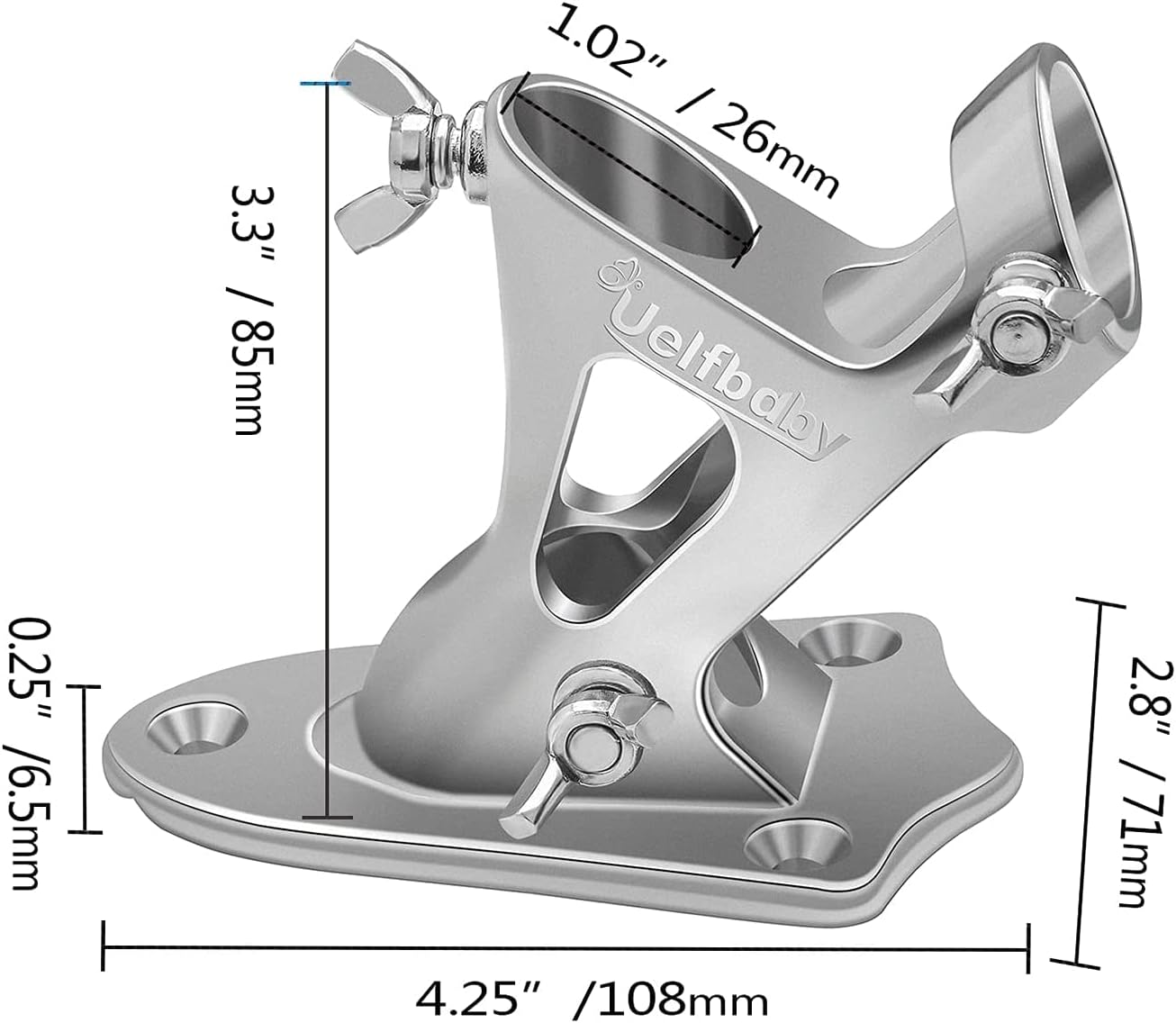 Soporte mástil bandera acero inox 304 con 2 posiciones