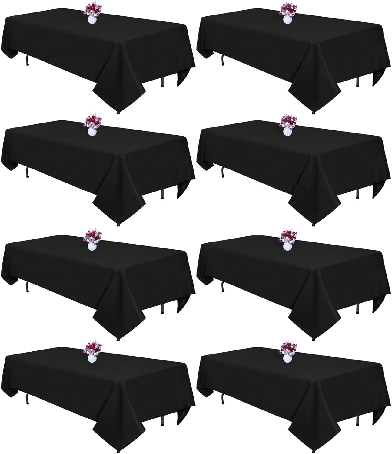 8 Manteles Negros 60x102pulg Rectangulares Poliéster