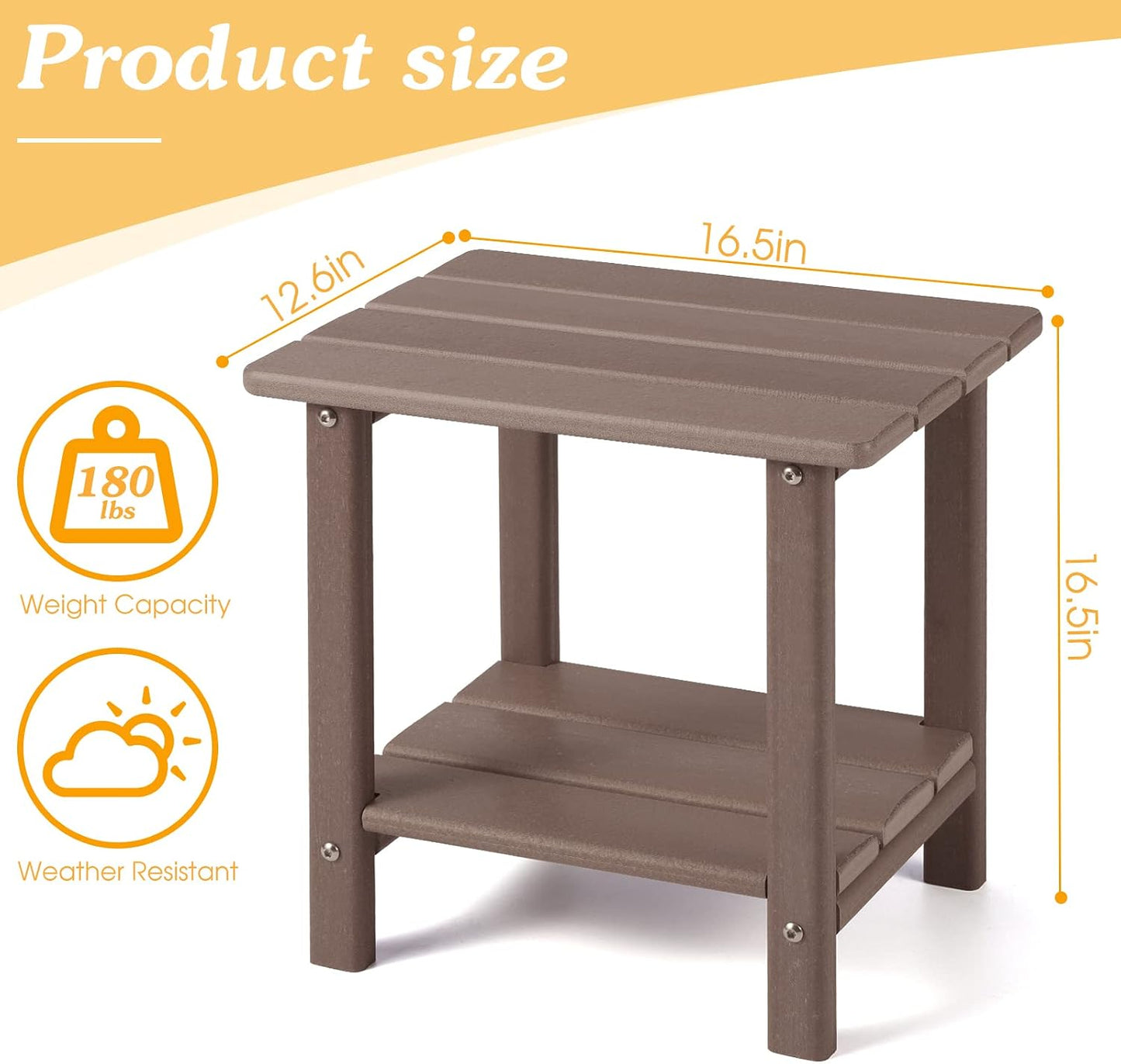 Mesa auxiliar Adirondack 2 niveles 16.5" para patio