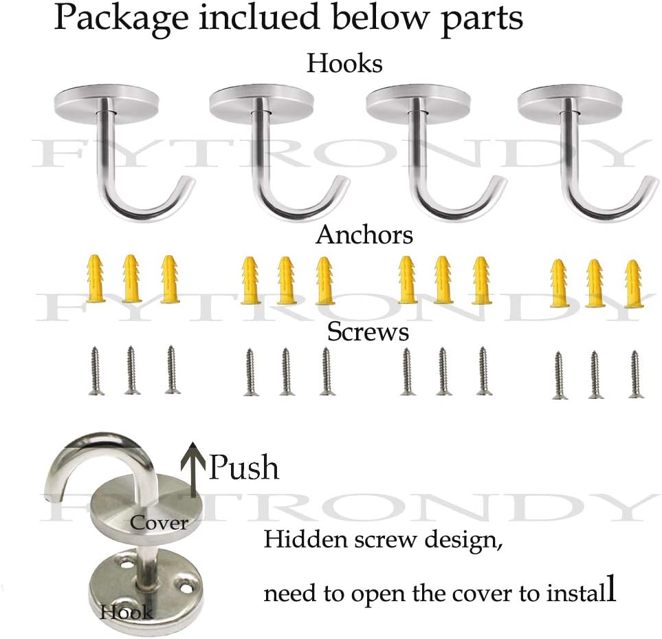 Ganchos techo acero inox 2" set 4
