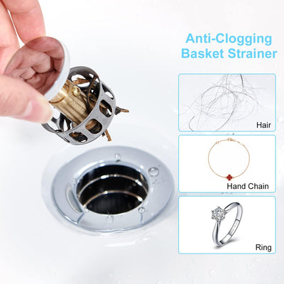 Drenaje cromado para fregadero baño con tapón desplegable