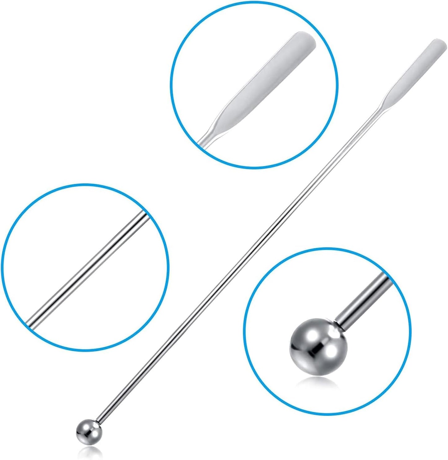 8 Palitos Acero Inox Agitadores Bebidas Plateado