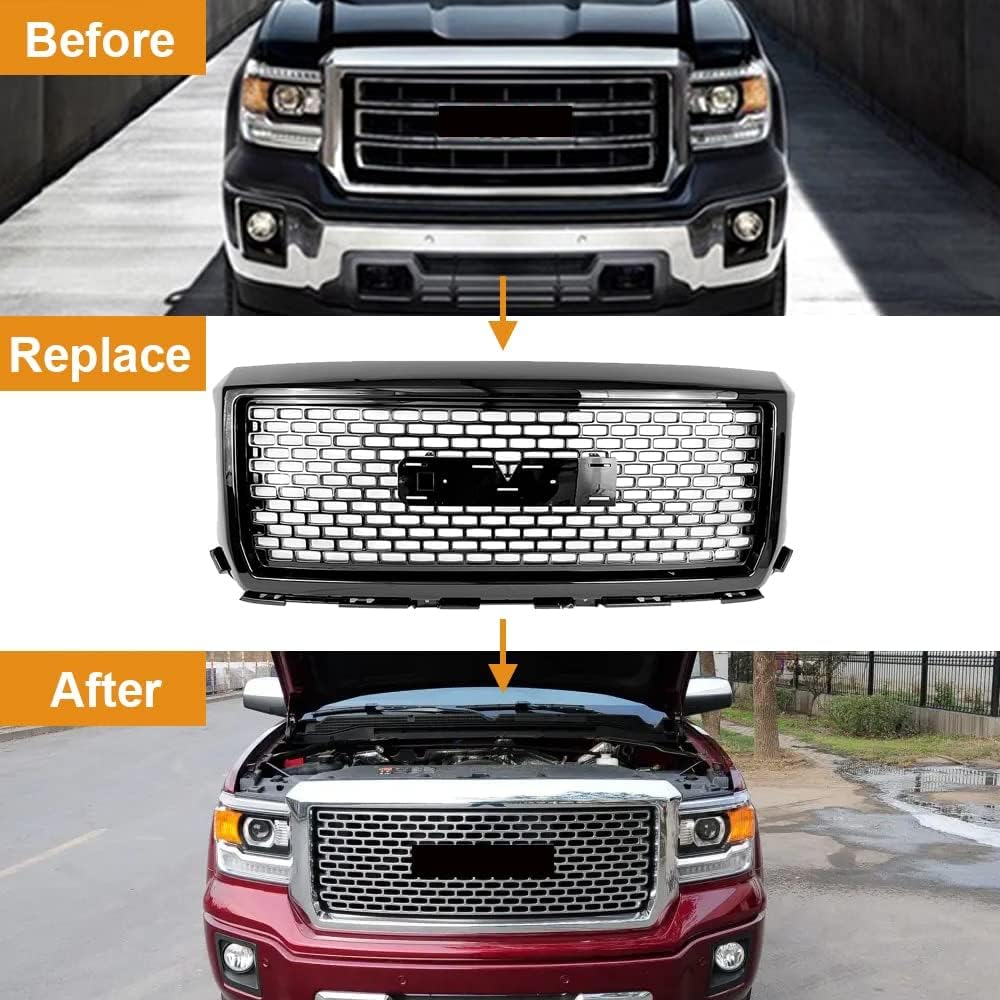 Parrilla Denali negro brillante para GMC Sierra 1500 14-15