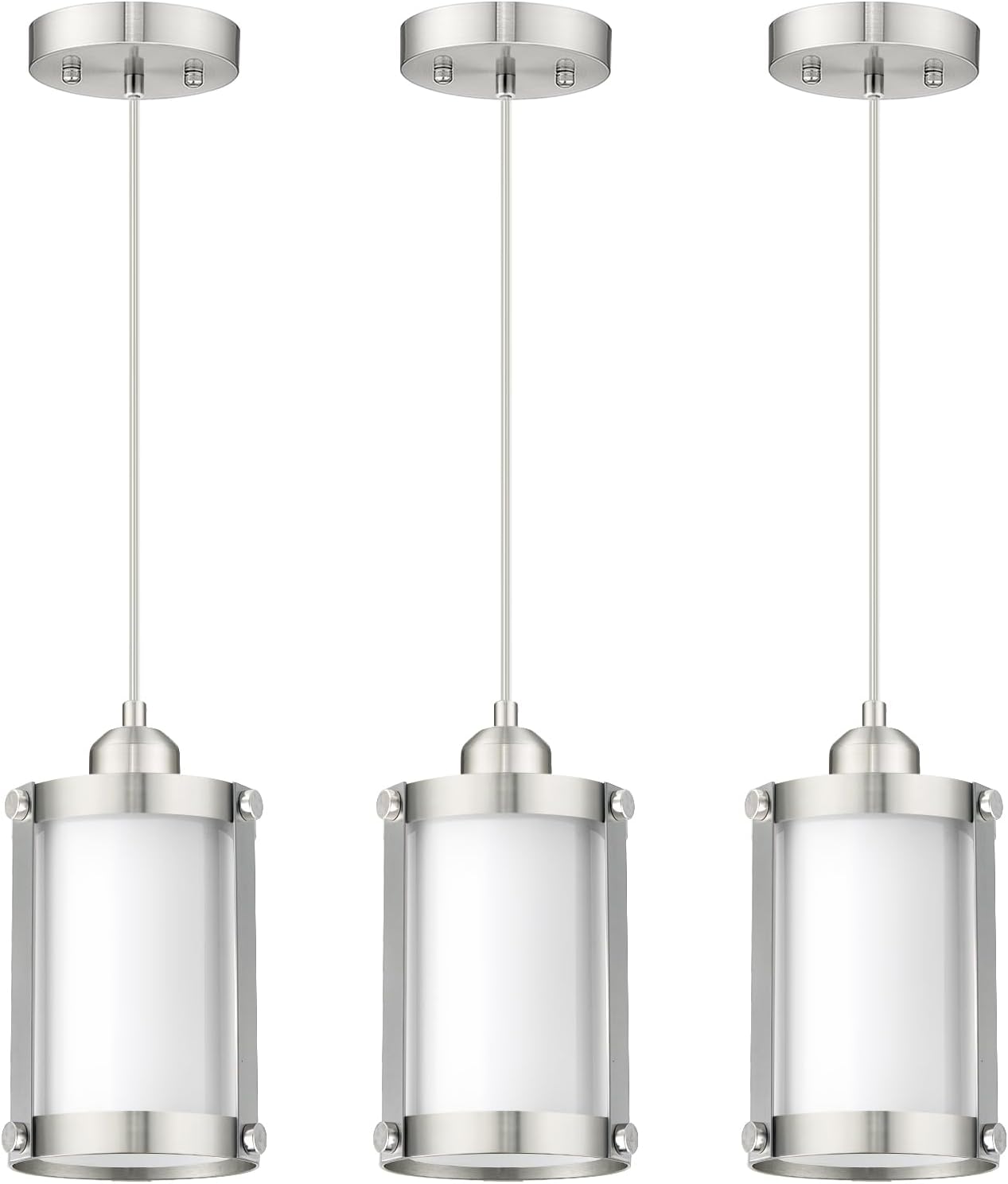 Luces colgantes níquel cepillado isla cocina pack 3