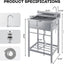 Fregadero acero inox 24x20x41pulg independiente con grifo