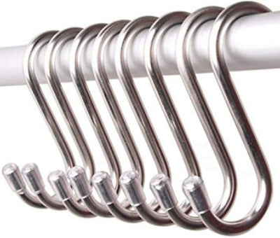 10 Ganchos S Acero Inox 5.3" para Joyas Llavero Taller