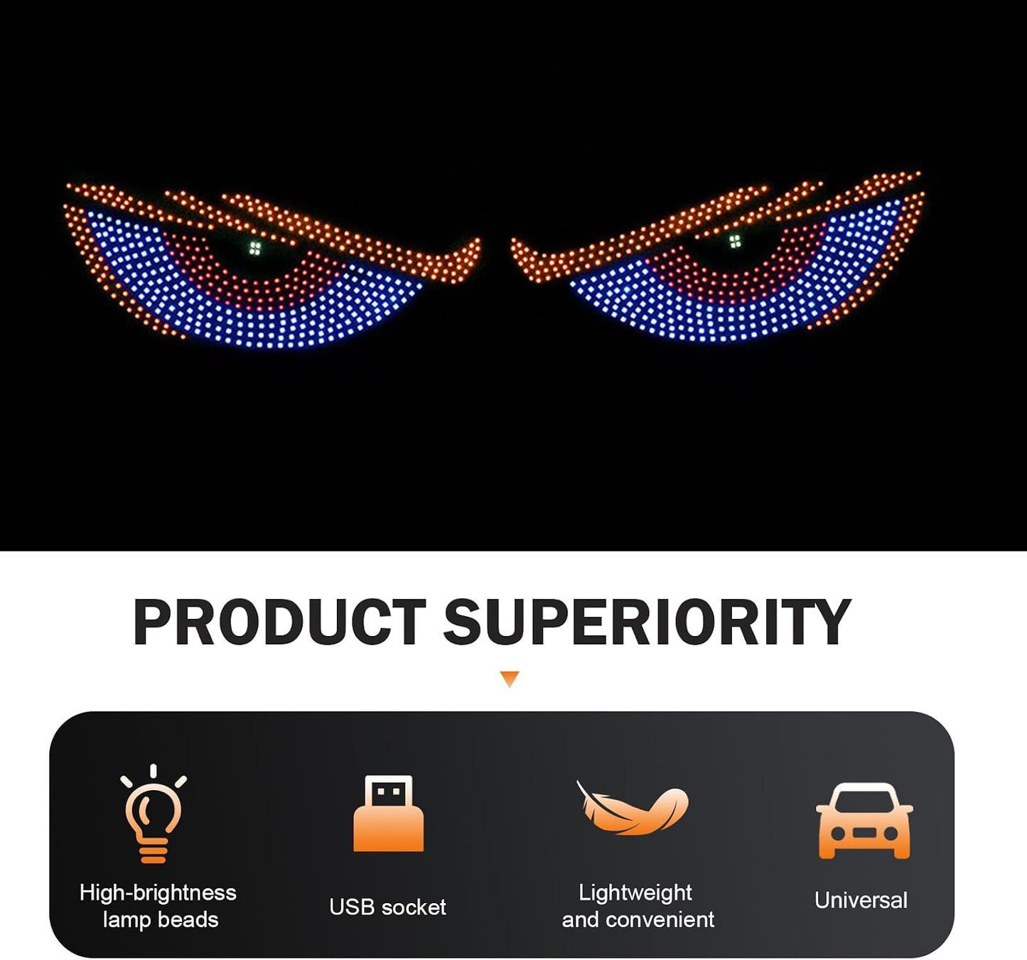 2 Pzas Luces LED Ojos Diablo USB 11 Estilos Azul