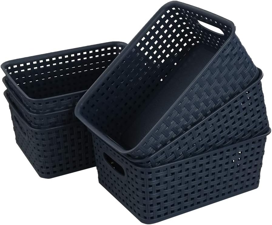 Cestas plástico tejido para cocina baño azul 6 pzas