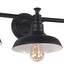 Lámpara baño 3 luces regulable pantallas metal negro mate