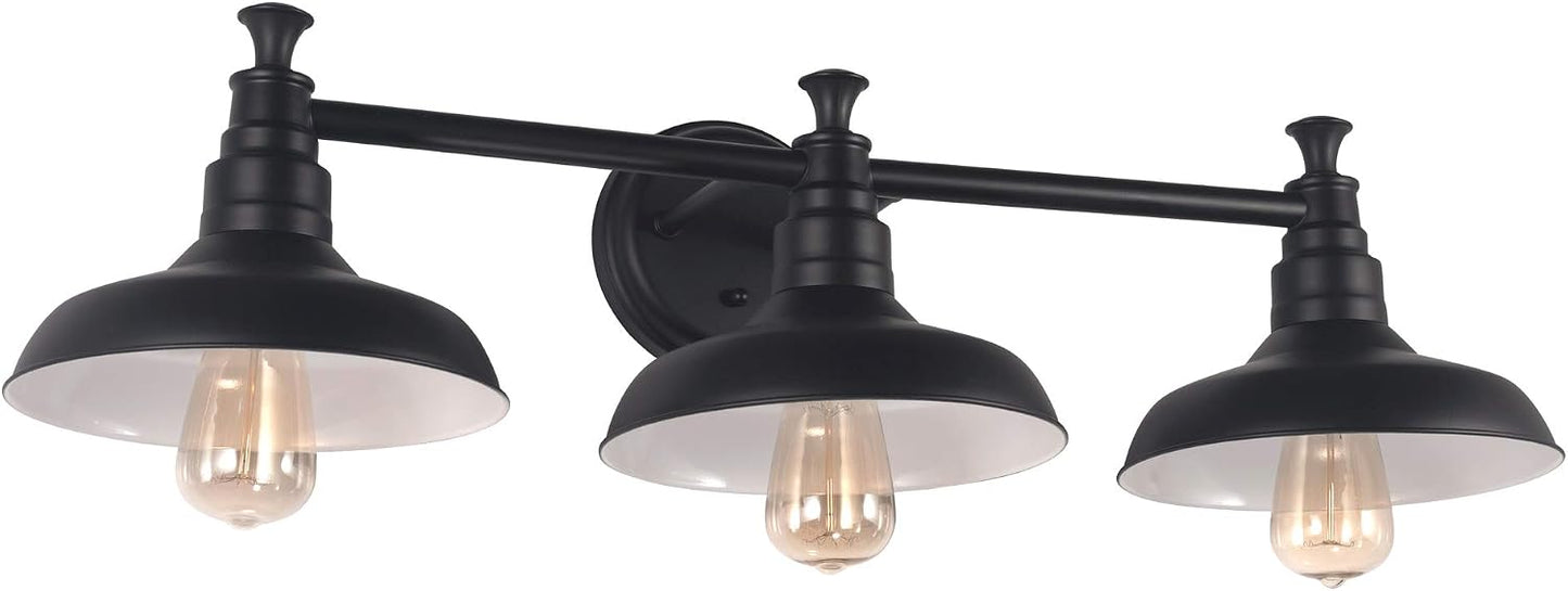 Lámpara baño 3 luces regulable pantallas metal negro mate