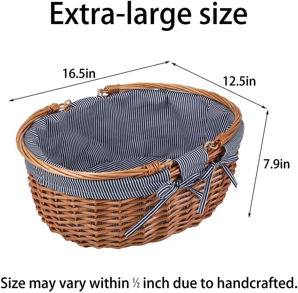 Cesta picnic mimbre asas forro extraible gris ideal bodas