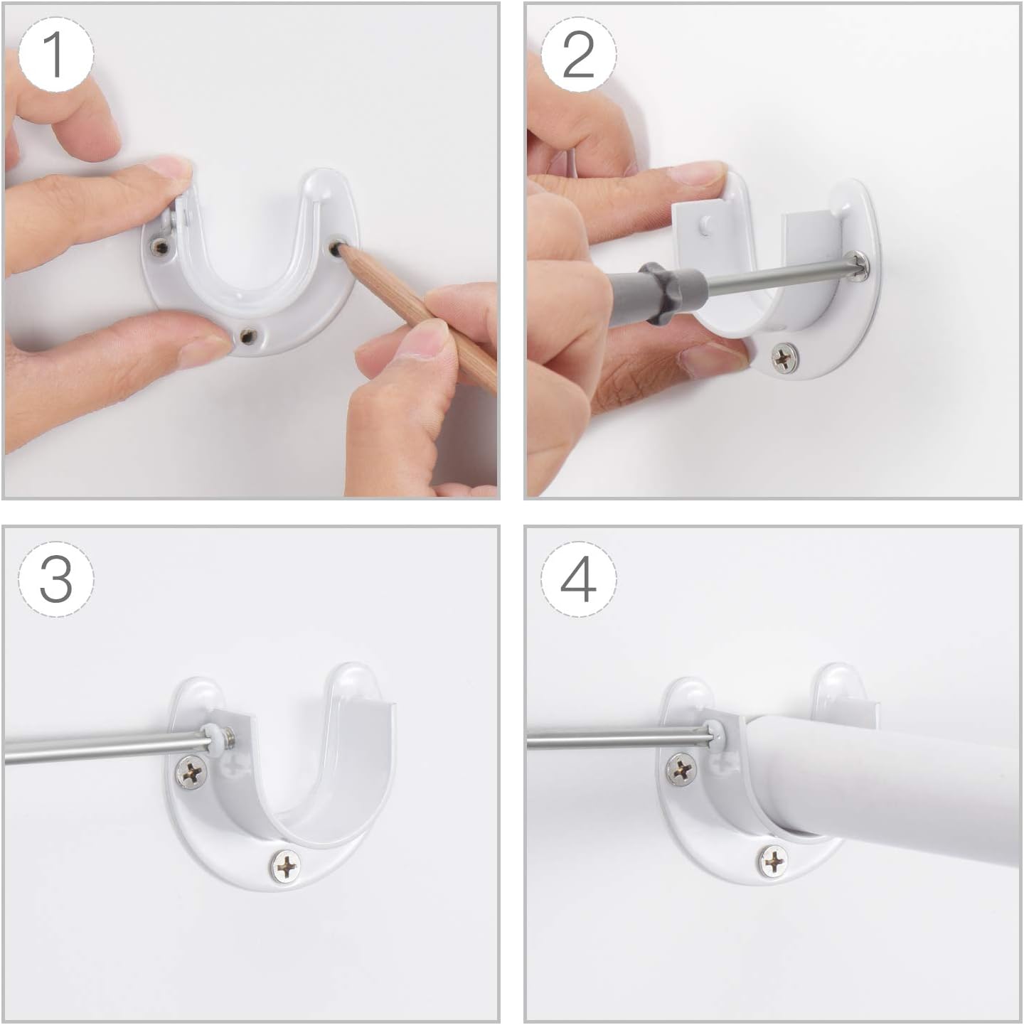 4 Soportes Acero Inox Barra U 1-1/4" Color Blanco