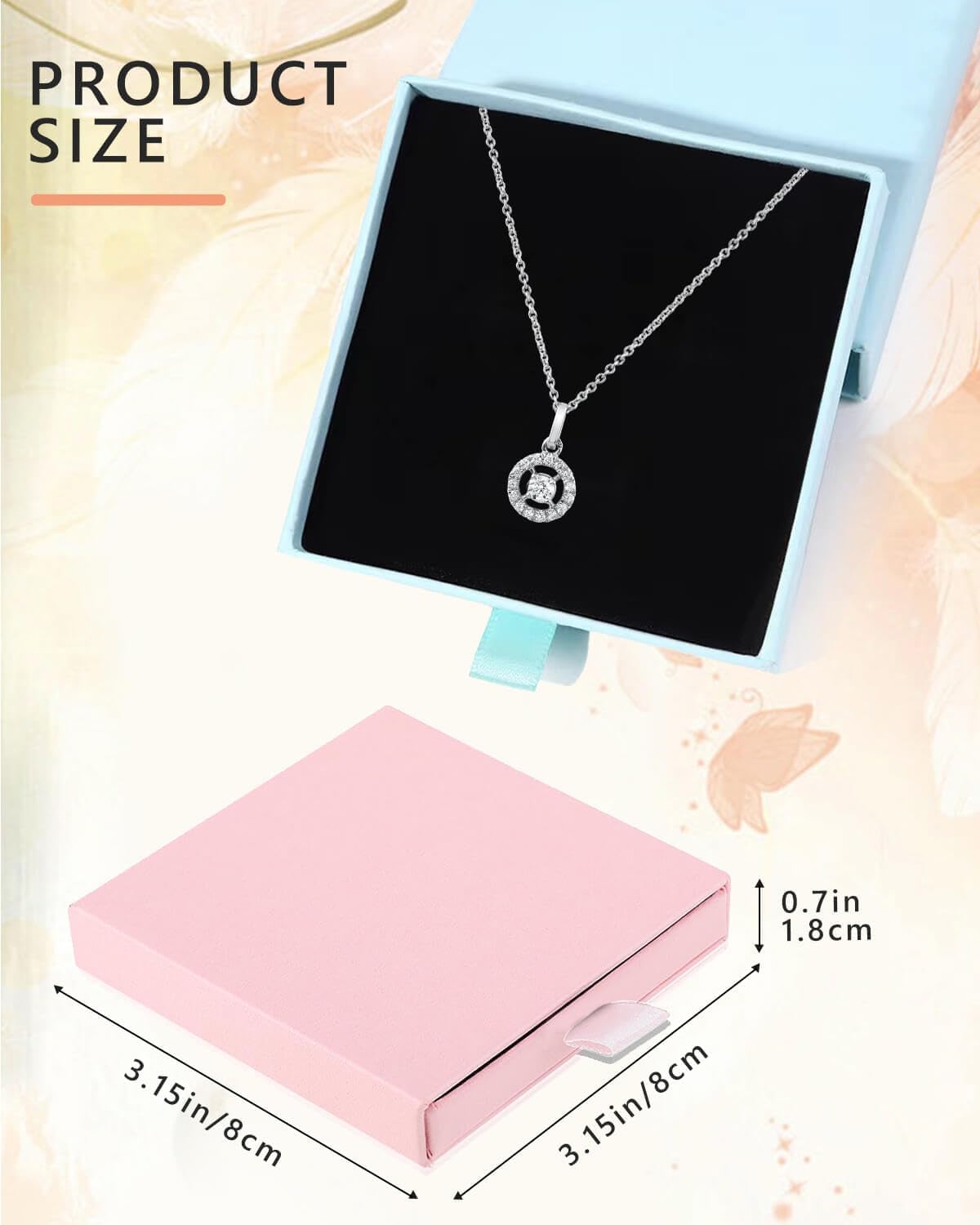 2 Cajas Regalo Joyería 3.1x3.1" Rosa Azul
