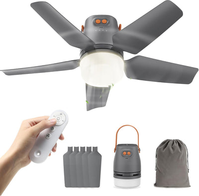 Ventilador techo portátil con luz y control remoto para toldo