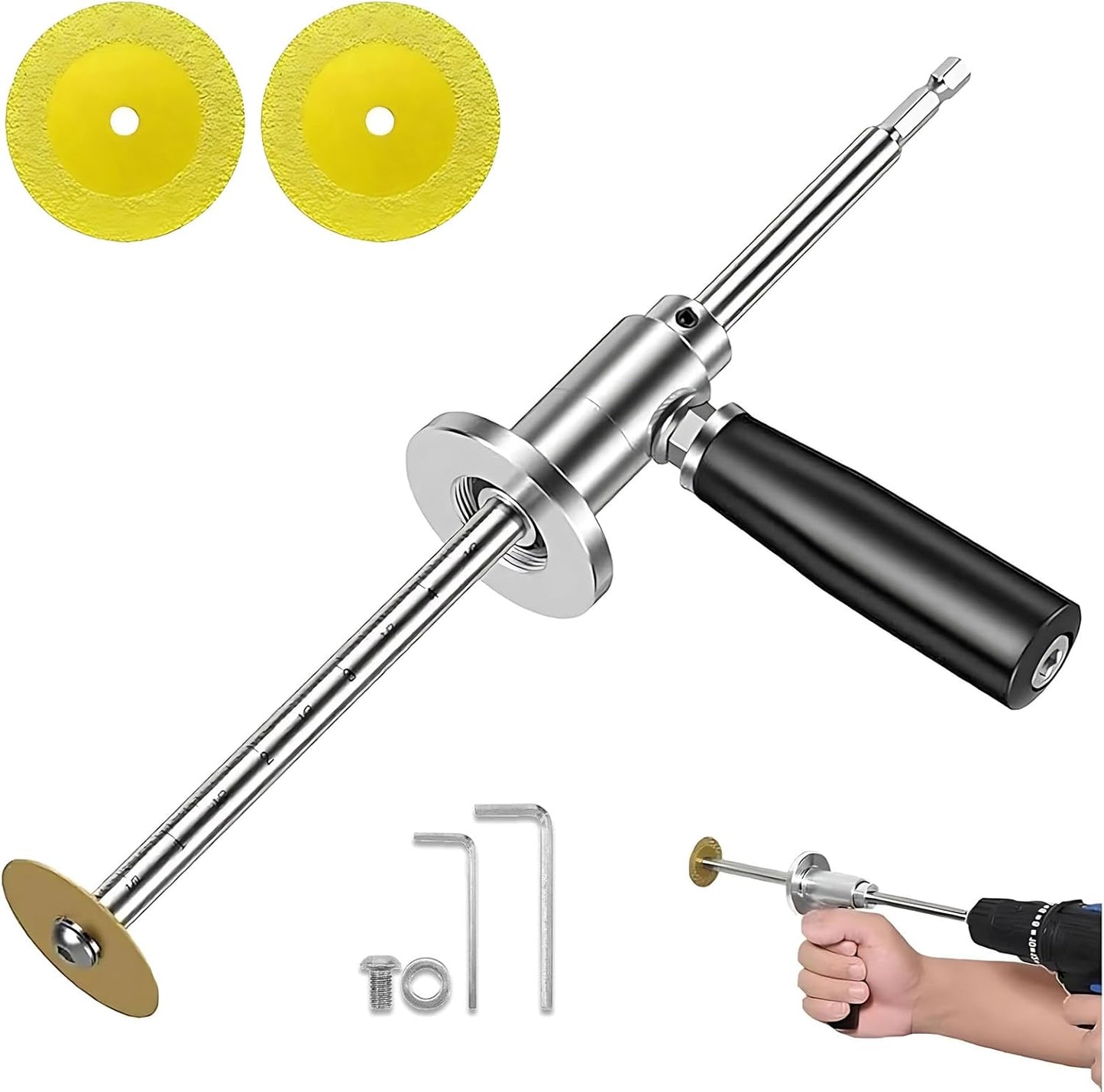Cortador tubo PVC rueda diamante mango 1-1/2 a 8 pulg