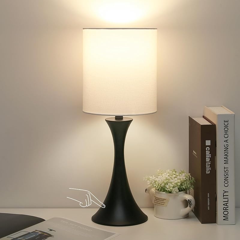 Lámpara mesa control táctil 3 niveles luz LED negra
