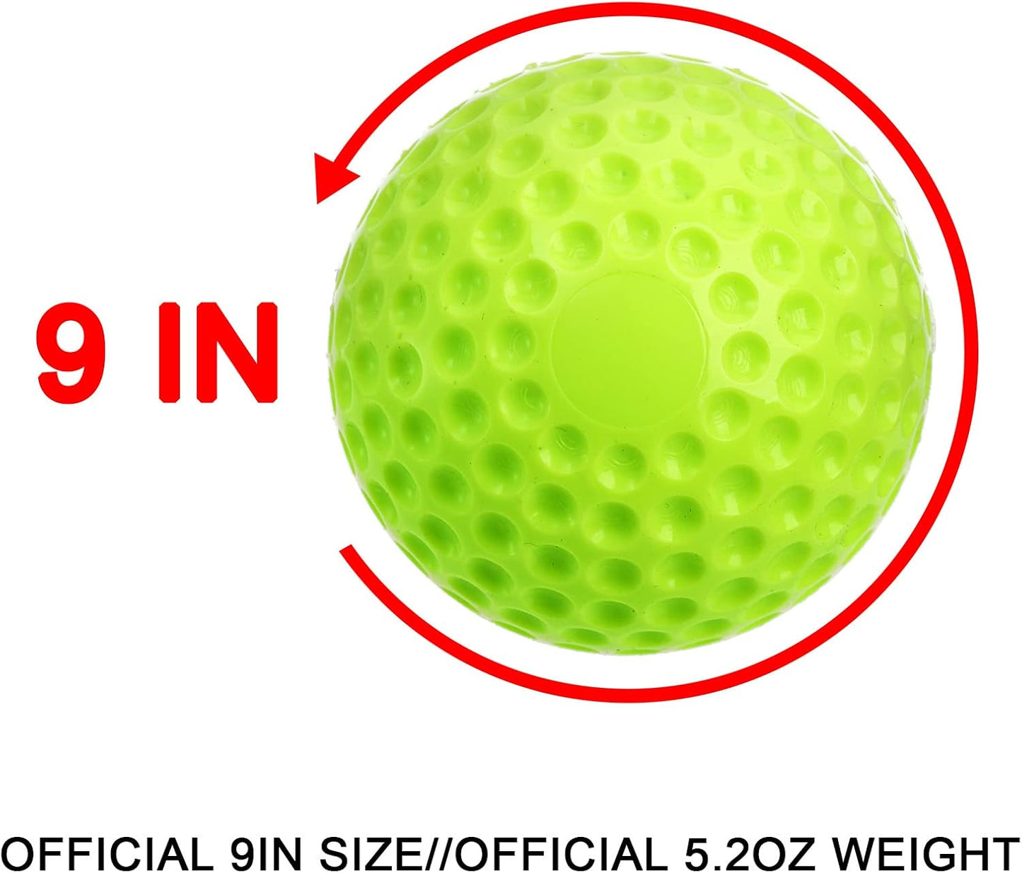 12 Pelotas Béisbol 9" Verdes con Hoyuelos