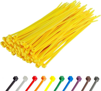 Bridas cremallera amarillas 8pulg pack 100 resist 18lb
