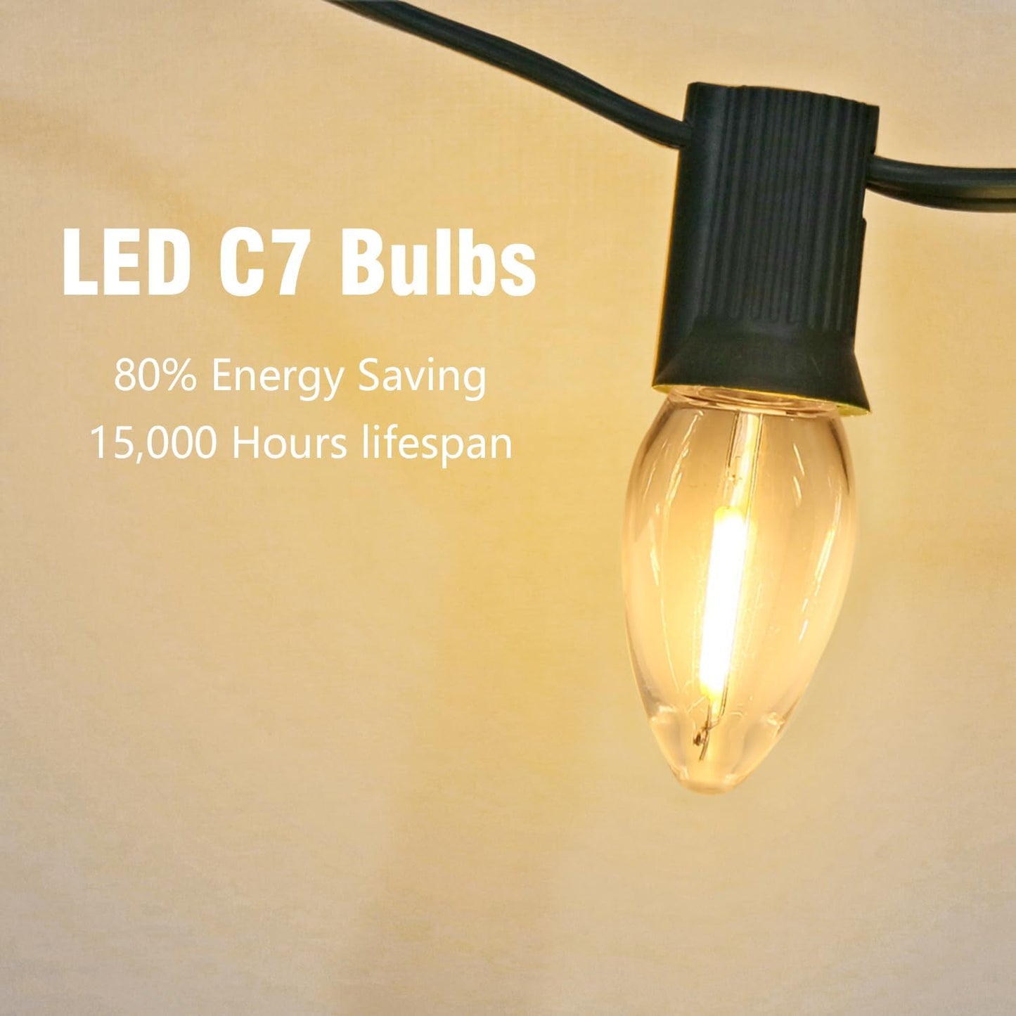 25 Bombillas LED C7 E12 0.6W Blanco Cálido