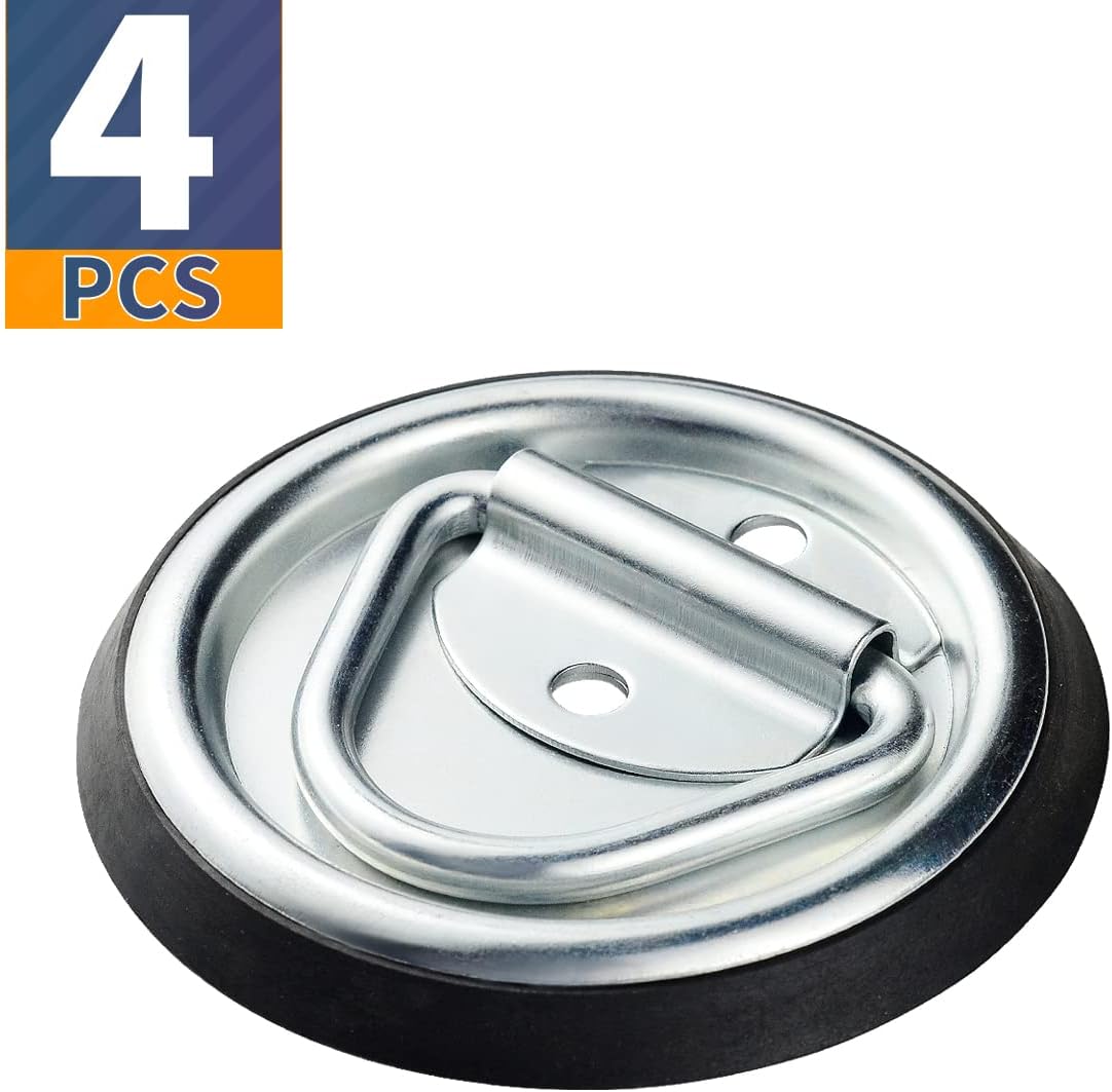 4 Pzas Anclajes Amarre con Anillo D 4pulg Piso Remolque