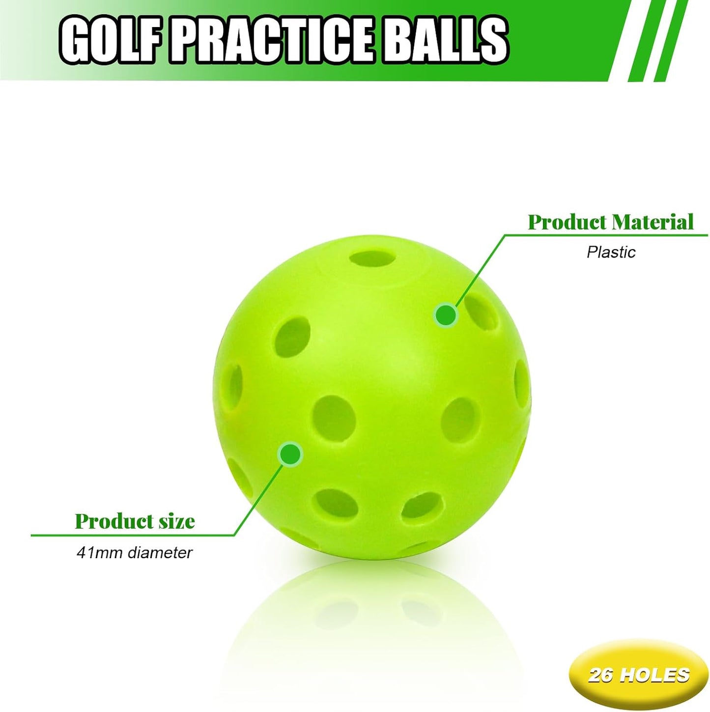Pelotas golf plástico huecas con bolsa malla para práctica