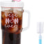 Vaso Vidrio Asa Aislado 24oz con Tapa Popote y Cepillo