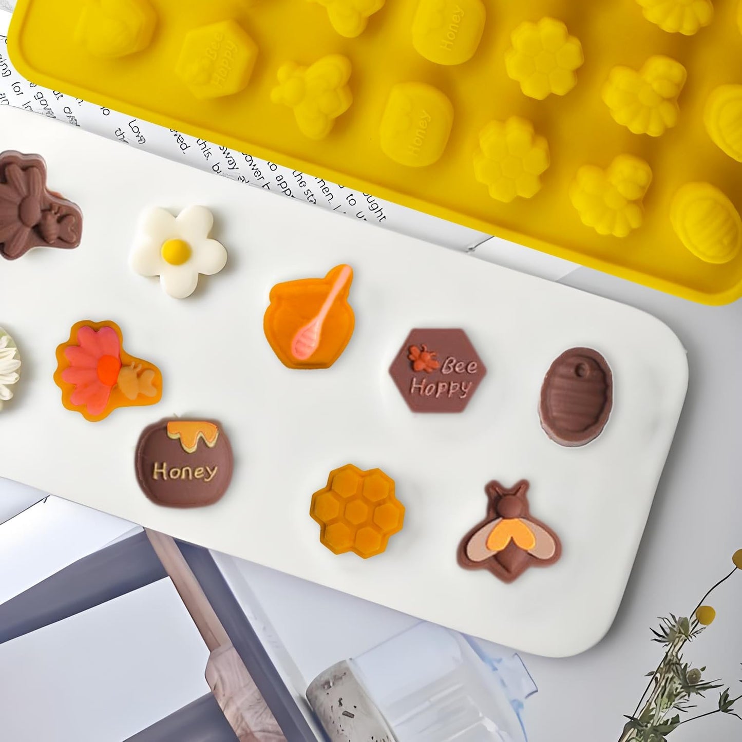 2 Moldes Silicona Chocolate Forma Panal Dulces Fondant Cupcakes