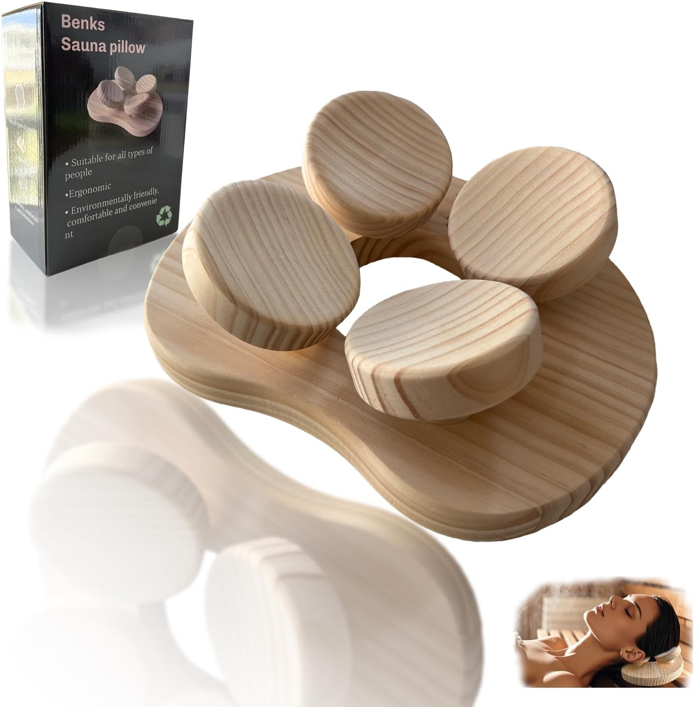 Reposacabezas madera sauna con disco giratorio