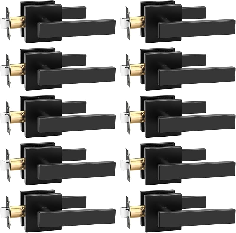 10 Manijas Puerta Interior Negro Mate Reversibles