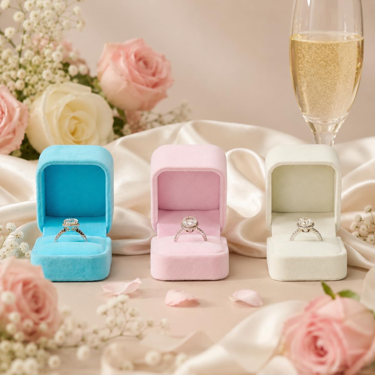 Caja terciopelo para anillo compromiso boda