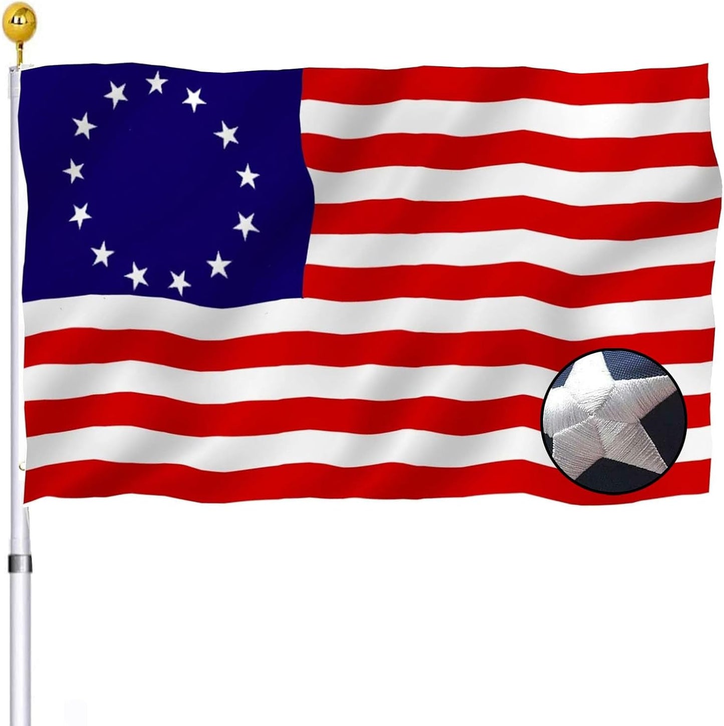 Bandera EE.UU. Betsy Ross 3x5 cosida estrellas rayas